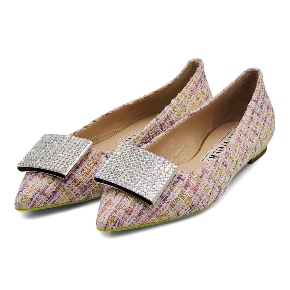 Roger Vivier Gommettine Ball Woven Ballet Flats in Purple White Lime $950 - Picture 2 of 7